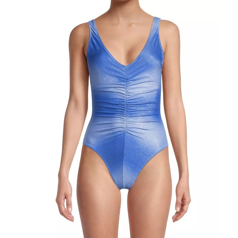 Solid & Striped The Lucia Ombre Glitter Ruched One-Piece Swimsuit